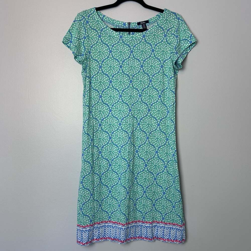 Hatley Nellie Dress Women’s Small Teal Shift dress Turquoise Artistic Cotton